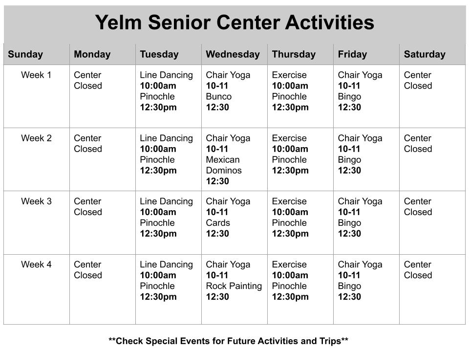 Activities Yelm Senior Center